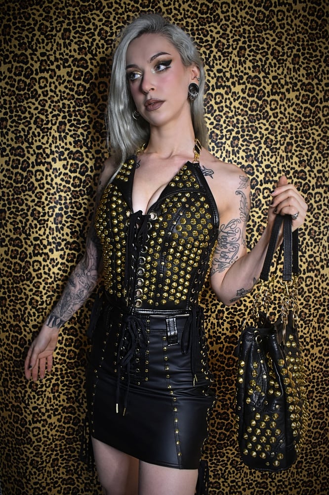 Image of MEDIUM GOLD MINI SKIRT