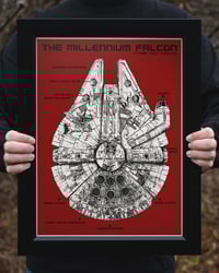 Image 1 of Millennium Falcon Schematic - Red Variant - Fine Art Print