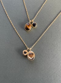 Image 1 of Collier Deux Amours | Onyx et Oeil de tigre.