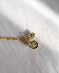 Image 1 of Collier Deux Amours | Pierre de lune et Améthyste.