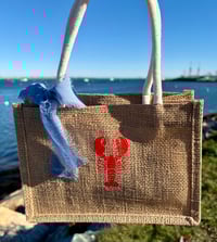 Image 4 of Lobstar Burlap Mini Tote Bag