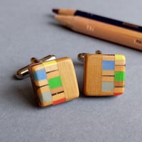 Image 1 of recycled pencil and oak cufflinks