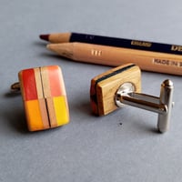 Image 2 of stripy pencils cuff links