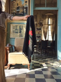 Image 1 of Black Original @hirbawi Keffiyeh- hand stitched embroidery Palestine 