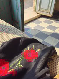 Image 2 of Black Original @hirbawi Keffiyeh- hand stitched embroidery Palestine 