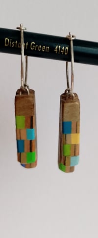 Image 2 of chequered pencils silver hoops
