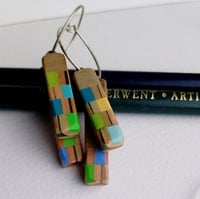 Image 1 of chequered pencils silver hoops