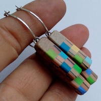 Image 3 of chequered pencils silver hoops