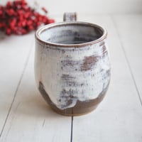 Image 4 of Rustic Pottery Mug in Marshmallow Glaze, 14 oz. Handcrafted Coffee Cup, Made in USA