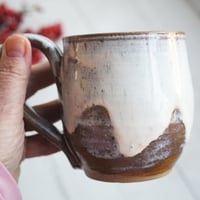 Image 3 of Rustic Pottery Mug in Marshmallow Glaze, 14 oz. Handcrafted Coffee Cup, Made in USA
