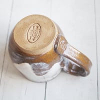 Image 10 of Rustic Pottery Mug in Marshmallow Glaze, 14 oz. Handcrafted Coffee Cup, Made in USA