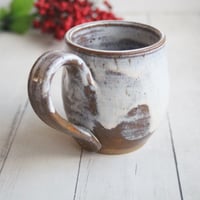Image 5 of Rustic Pottery Mug in Marshmallow Glaze, 14 oz. Handcrafted Coffee Cup, Made in USA
