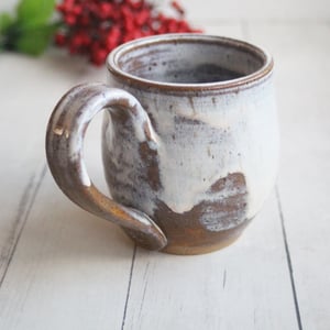 Image of Rustic Pottery Mug in Marshmallow Glaze, 14 oz. Handcrafted Coffee Cup, Made in USA