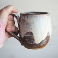 Image 6 of Rustic Pottery Mug in Marshmallow Glaze, 14 oz. Handcrafted Coffee Cup, Made in USA