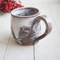 Image 7 of Rustic Pottery Mug in Marshmallow Glaze, 14 oz. Handcrafted Coffee Cup, Made in USA