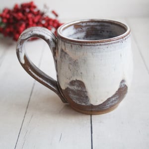 Image of Rustic Pottery Mug in Marshmallow Glaze, 14 oz. Handcrafted Coffee Cup, Made in USA