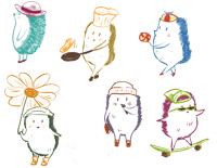 Image 2 of Hedgehogs in Hats sticker sheet