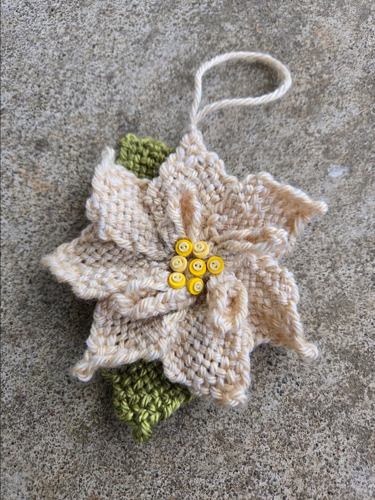Image of Poinsettia, Handwoven Ornament, Handmade