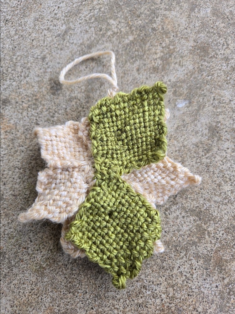 Image of Poinsettia, Handwoven Ornament, Handmade