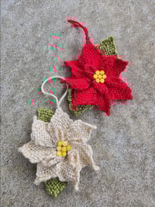 Image of Poinsettia, Handwoven Ornament, Handmade