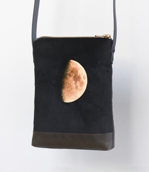Image of Moon, crossbody velvet and waxed canvas phone bag