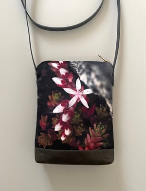 Image of Starflower, crossbody velvet and waxed canvas phone bag