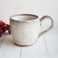 Image 1 of Handcrafted Rustic Pottery Mug in Milk and Honey Glaze on Speckled Stoneware, Made in USA