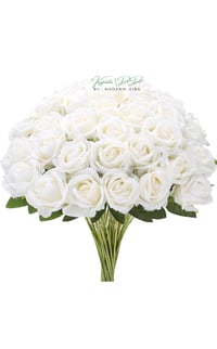 Image 2 of Roses Artificial Flowers, Fake Velvet Silk Roses in Bulk for Home Decor Indoo