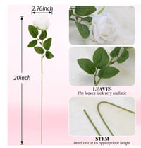 Image 3 of Roses Artificial Flowers, Fake Velvet Silk Roses in Bulk for Home Decor Indoo