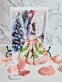 Nostalgic Christmas Card Lady in Pink