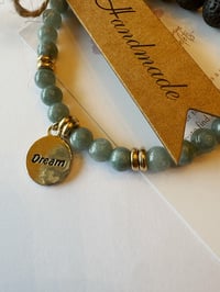 Image 3 of Aquamarine and black lava stone balance bracelet 