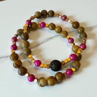 Image 1 of Jasper and hot pink double duo bracelet 