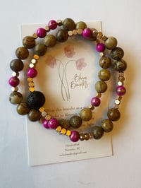 Image 2 of Jasper and hot pink double duo bracelet 