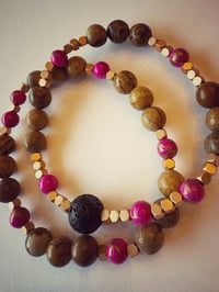 Image 4 of Jasper and hot pink double duo bracelet 