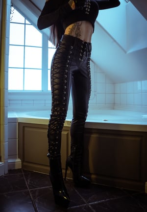 Image of Toxic Vision All Black Everything laced cigarette pants CUSTOM SIZING