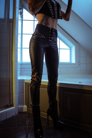 Image of Toxic Vision All Black Everything lace cigarette pants CUSTOM SIZING