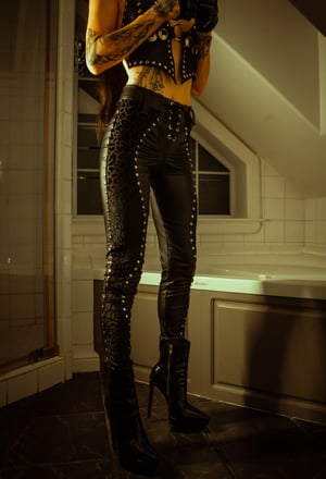 Image of Toxic Vision All Black Everything leopard cigarette pants CUSTOM SIZING