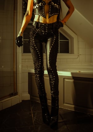 Image of Toxic Vision All Black Everything leopard cigarette pants CUSTOM SIZING