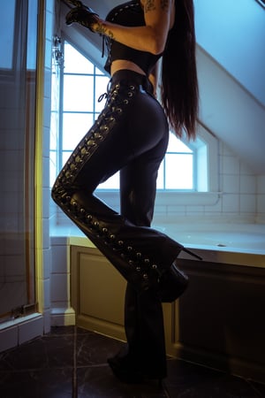Image of Toxic Vision All Black Everything lace up drainpipe pants CUSTOM SIZING