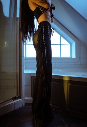 Image of Toxic Vision All Black Everything faux suede fringe pants CUSTOM SIZING