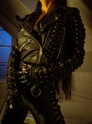 Image of Toxic Vision All Black Everything Taake leather biker jacket CUSTOM SIZE/BACKPATCH