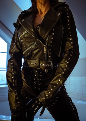 Image of Toxic Vision All Black Everything Gustave Dore leather biker jacket CUSTOM SIZE/BACKPATCH