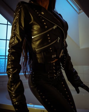 Image of Toxic Vision All Black Everything Kali leather biker jacket CUSTOM SIZE/BACKPATCH