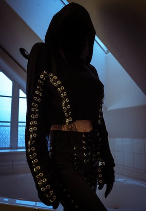 Image of Toxic Vision All Black Everything cropped sweater cloak ONE OF A KIND