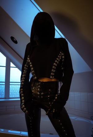 Image of Toxic Vision All Black Everything cropped sweater cloak ONE OF A KIND