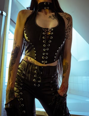 Image of Toxic Vision All Black Everything suede halter top ONE OF A KIND