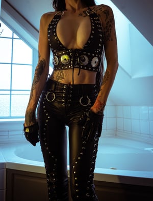 Image of Toxic Vision All Black Everything leather concho top ONE OF A KIND