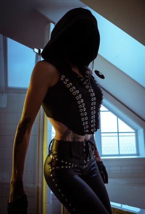 Image of Toxic Vision All Black Everything hooded sweater top ONE OF A KIND