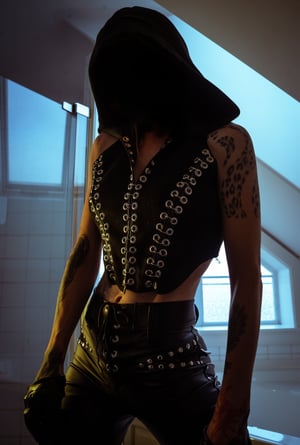 Image of Toxic Vision All Black Everything hooded sweater top ONE OF A KIND