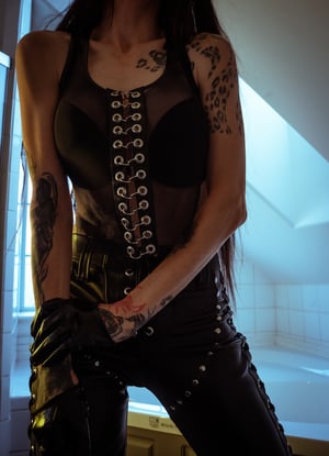 Image of Toxic Vision All Black Everything fishnet side cut top ONE OF A KIND